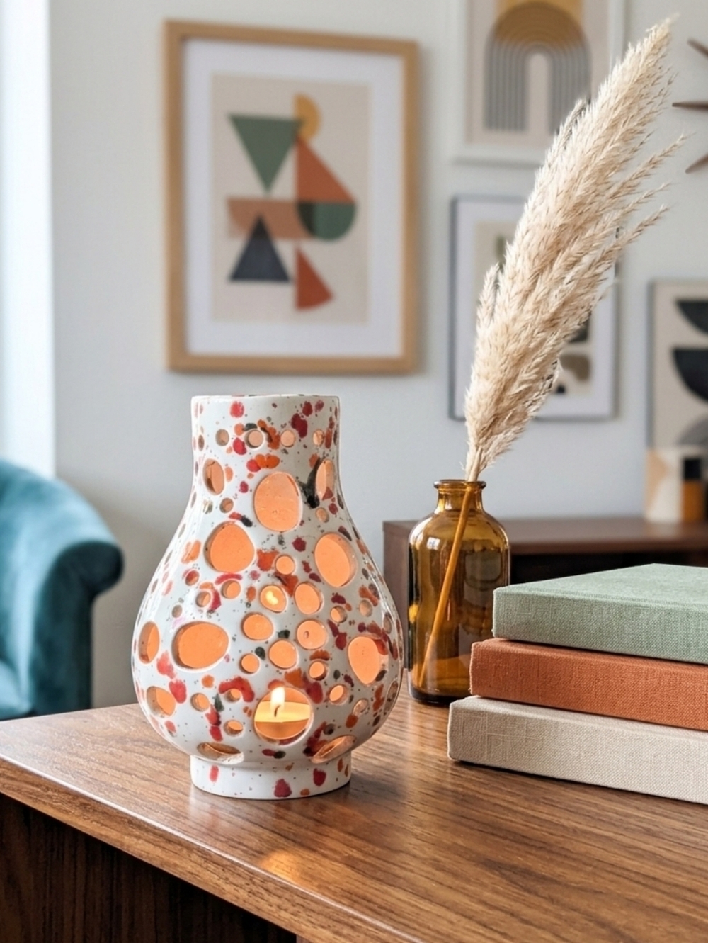 Handmade Ceramic Candle Chimney | Fall Rustic Boho Home Décor Vintage